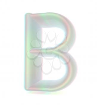 Glossy alphabet. The letter B. 3D illustration. Anaglyph. View with red/cyan glasses to see in 3D.