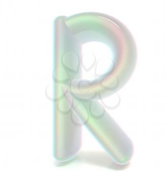 Glossy alphabet. The letter R. 3D illustration. Anaglyph. View with red/cyan glasses to see in 3D.
