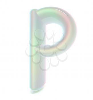 Glossy alphabet. The letter P. 3D illustration. Anaglyph. View with red/cyan glasses to see in 3D.