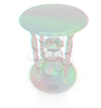Fantastic hourglass. 3D illustration. Anaglyph. View with red/cyan glasses to see in 3D.