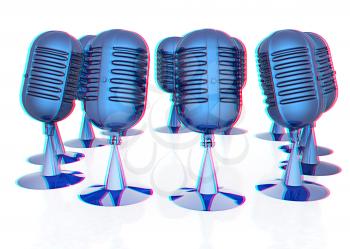 3d rendering of a microphones. 3D illustration. Anaglyph. View with red/cyan glasses to see in 3D.