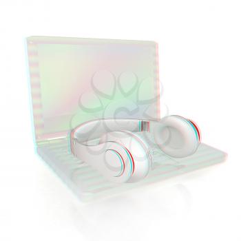 The concept of quality digital music. 3D illustration. Anaglyph. View with red/cyan glasses to see in 3D.