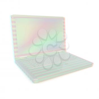 3d rendering of a laptop. 3D illustration. Anaglyph. View with red/cyan glasses to see in 3D.