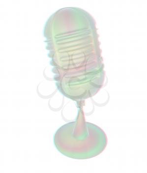 3d rendering of a microphone. 3D illustration. Anaglyph. View with red/cyan glasses to see in 3D.