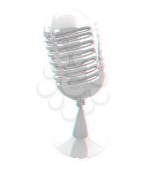 3d rendering of a microphone. 3D illustration. Anaglyph. View with red/cyan glasses to see in 3D.