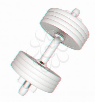 Colorfull dumbbells on a white background. 3D illustration. Anaglyph. View with red/cyan glasses to see in 3D.
