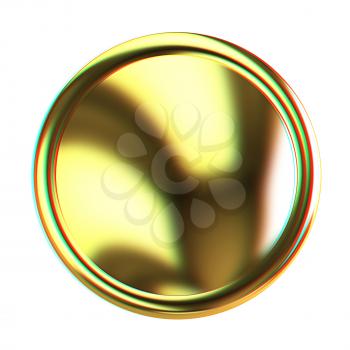 Golden Web button isolated on white background. 3D illustration. Anaglyph. View with red/cyan glasses to see in 3D.