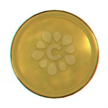 Golden Web button isolated on white background. 3D illustration. Anaglyph. View with red/cyan glasses to see in 3D.