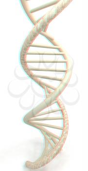 DNA structure model on white . 3D illustration. Anaglyph. View with red/cyan glasses to see in 3D.