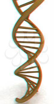 DNA structure model on white . 3D illustration. Anaglyph. View with red/cyan glasses to see in 3D.