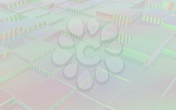 Fantastic urban background. 3D illustration. Anaglyph. View with red/cyan glasses to see in 3D.