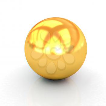 Gold Ball 3d render . 3D illustration. Anaglyph. View with red/cyan glasses to see in 3D.