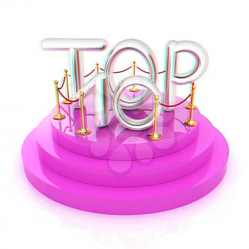 Top ten icon on white background. 3d rendered image . 3D illustration. Anaglyph. View with red/cyan glasses to see in 3D.