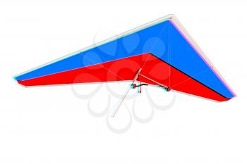 Hang glider isolated on a white background. 3D illustration. Anaglyph. View with red/cyan glasses to see in 3D.