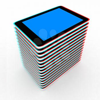 tablet pc on a white background. 3D illustration. Anaglyph. View with red/cyan glasses to see in 3D.