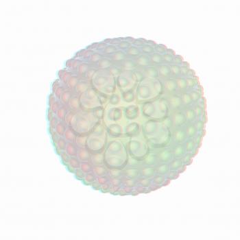 Abstract glossy sphere with pimples . 3D illustration. Anaglyph. View with red/cyan glasses to see in 3D.