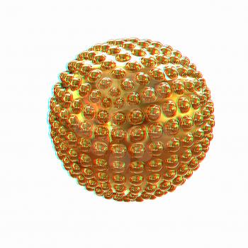 Abstract glossy sphere with pimples . 3D illustration. Anaglyph. View with red/cyan glasses to see in 3D.