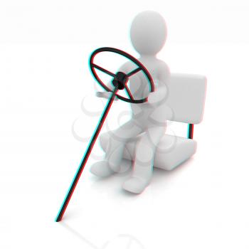 Abstract driver on a white background. 3D illustration. Anaglyph. View with red/cyan glasses to see in 3D.