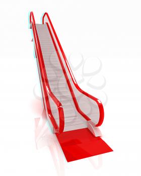 Escalator on a white background. 3D illustration. Anaglyph. View with red/cyan glasses to see in 3D.