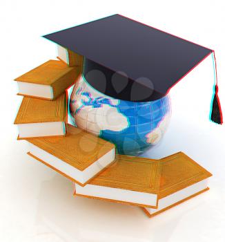 Global Education. 3D illustration. Anaglyph. View with red/cyan glasses to see in 3D.
