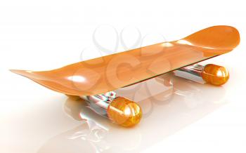Skateboard on a white background. 3D illustration. Anaglyph. View with red/cyan glasses to see in 3D.