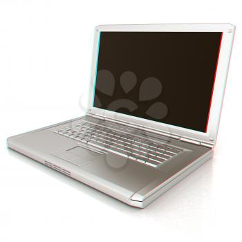 Laptop Computer PC on a white background. 3D illustration. Anaglyph. View with red/cyan glasses to see in 3D.