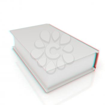 Book on white background . 3D illustration. Anaglyph. View with red/cyan glasses to see in 3D.