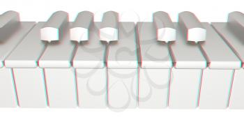 Piano isolated on white background . 3D illustration. Anaglyph. View with red/cyan glasses to see in 3D.