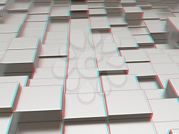 Metall urban background . 3D illustration. Anaglyph. View with red/cyan glasses to see in 3D.