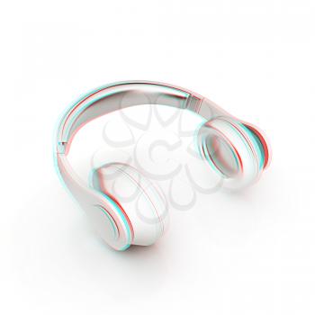 Headphones Icon . 3D illustration. Anaglyph. View with red/cyan glasses to see in 3D.