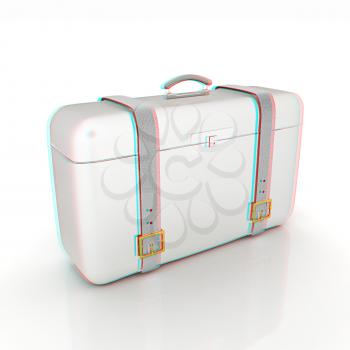 traveler's suitcase . 3D illustration. Anaglyph. View with red/cyan glasses to see in 3D.