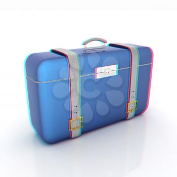 traveler's suitcase . 3D illustration. Anaglyph. View with red/cyan glasses to see in 3D.