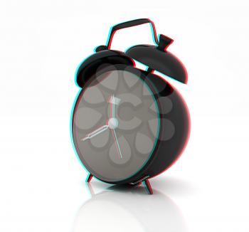 alarm clock . 3D illustration. Anaglyph. View with red/cyan glasses to see in 3D.