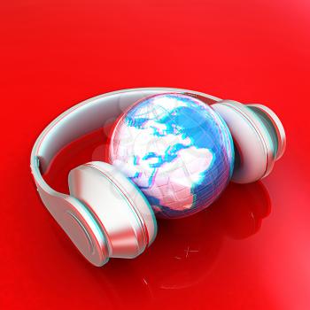 Headphones Isolated on White Background . 3D illustration. Anaglyph. View with red/cyan glasses to see in 3D.