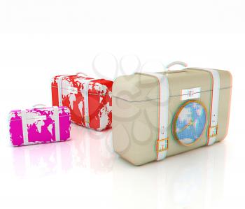 Suitcases for travel. 3D illustration. Anaglyph. View with red/cyan glasses to see in 3D.
