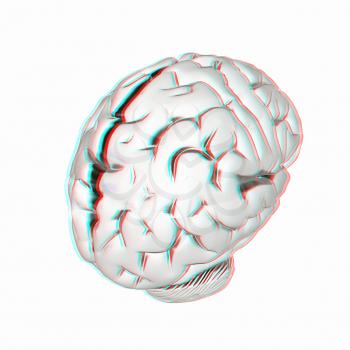 Metall human brain. 3D illustration. Anaglyph. View with red/cyan glasses to see in 3D.