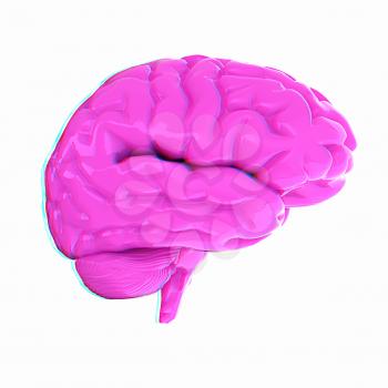 Human brain. 3D illustration. Anaglyph. View with red/cyan glasses to see in 3D.