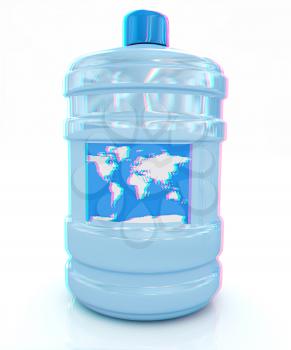 ocean bottle . 3D illustration. Anaglyph. View with red/cyan glasses to see in 3D.