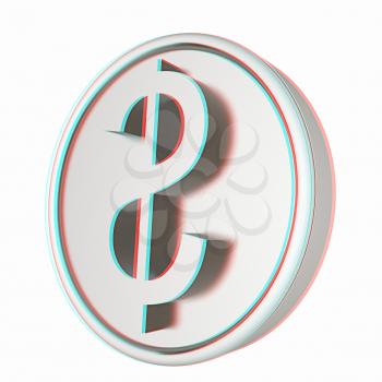 Metall coin with dollar sign. 3D illustration. Anaglyph. View with red/cyan glasses to see in 3D.