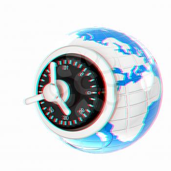 World Security . 3D illustration. Anaglyph. View with red/cyan glasses to see in 3D.