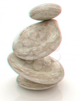 Glossy spa stones. 3d icon . 3D illustration. Anaglyph. View with red/cyan glasses to see in 3D.