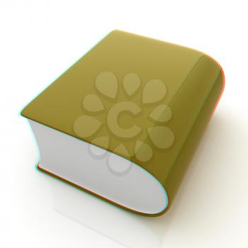 Glossy Book Icon isolated on a white background . 3D illustration. Anaglyph. View with red/cyan glasses to see in 3D.