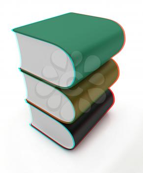 Glossy Books Icon isolated on a white background. 3D illustration. Anaglyph. View with red/cyan glasses to see in 3D.