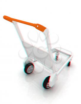Trolley for luggage at the airport. 3D illustration. Anaglyph. View with red/cyan glasses to see in 3D.