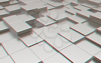 Metall urban background. 3D illustration. Anaglyph. View with red/cyan glasses to see in 3D.