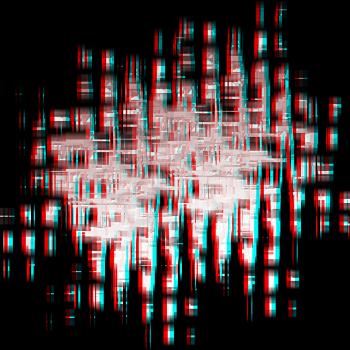 digital darkness background (white and blue). 3D illustration. Anaglyph. View with red/cyan glasses to see in 3D.