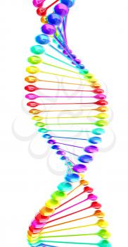 DNA structure model. 3D illustration. Anaglyph. View with red/cyan glasses to see in 3D.