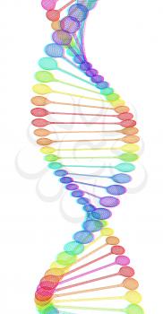 DNA structure model. 3D illustration. Anaglyph. View with red/cyan glasses to see in 3D.