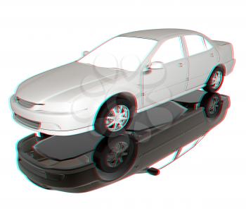 Car Illustrations . 3D illustration. Anaglyph. View with red/cyan glasses to see in 3D.