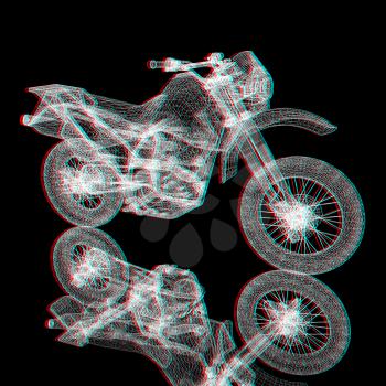 3d sport motocross bike. 3D illustration. Anaglyph. View with red/cyan glasses to see in 3D.